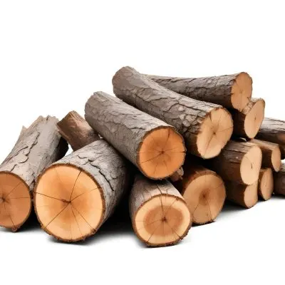 A Pile Of Firewood Logs With Bark Arranged In A Stack Showing The Texture And The Rough Texture Of The Bark On A White Background 18 E133