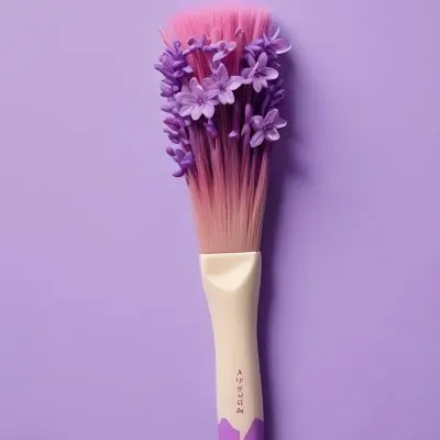 A Pink Paintbrush With Purple Lilac Flowers On A Light Purple Background 2 9817