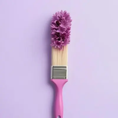 A Pink Paintbrush With Purple Lilac Flowers On A Light Purple Background 20 0530