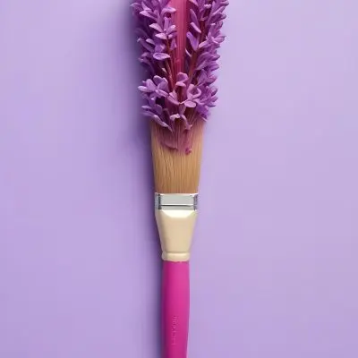 A Pink Paintbrush With Purple Lilac Flowers On A Light Purple Background 24 62c5