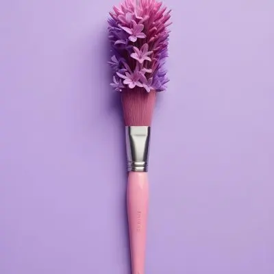 A Pink Paintbrush With Purple Lilac Flowers On A Light Purple Background 25 0903