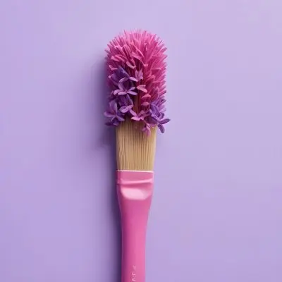 A Pink Paintbrush With Purple Lilac Flowers On A Light Purple Background 26 0ec8