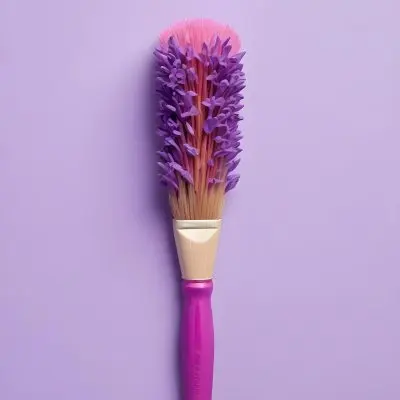 A Pink Paintbrush With Purple Lilac Flowers On A Light Purple Background 31 Fedc