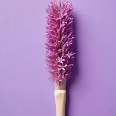 A Pink Paintbrush With Purple Lilac Flowers On A Light Purple Background 4 1990