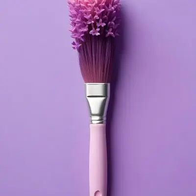 A Pink Paintbrush With Purple Lilac Flowers On A Light Purple Background 6 470b