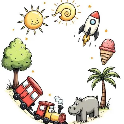 A Snail With A Blue Shell A Blue Hippo And A Rocket On A Wooden Fence With Flowers Trees And A Sun In The Background 49 E5c0