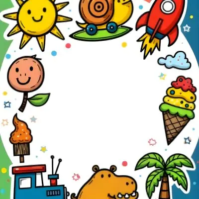 A Snail With A Blue Shell A Blue Hippo And A Rocket On A Wooden Fence With Flowers Trees And A Sun In The Background 55 288e