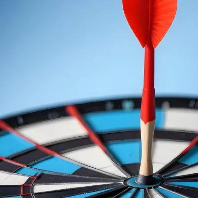A White And Blue Target With An Arrow In The Center On A Blue Background 13 7902