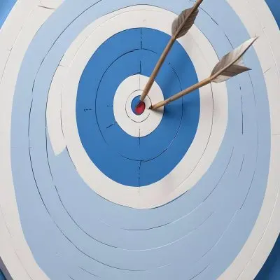 A White And Blue Target With An Arrow In The Center On A Blue Background 6 9d3e