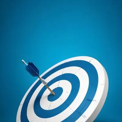A White And Blue Target With An Arrow In The Center On A Blue Background 8 9346