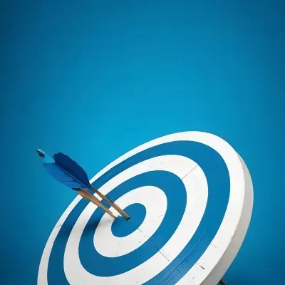 A White And Blue Target With An Arrow In The Center On A Blue Background 9 48d1