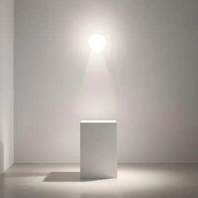 A White Cube Shaped Object On A Plain Background With A Bright Light Source Above It 15 Afb9