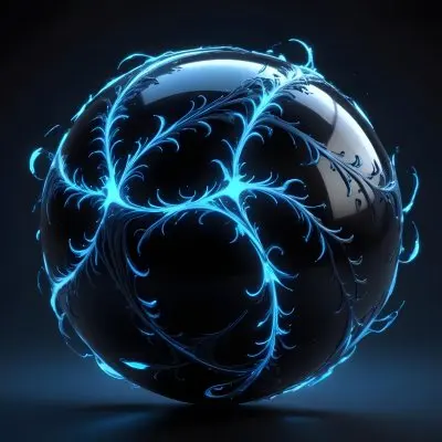 Black Sphere With Blue Glowing Tendrils Emanating Outwards Creating A Mesmerizing And Abstract Composition Against A Dark Background 20 Cd9f