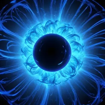 Black Sphere With Blue Glowing Tendrils Emanating Outwards Creating A Mesmerizing And Abstract Composition Against A Dark Background 25 4050