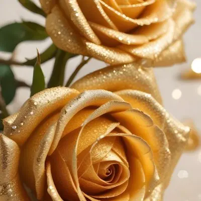 Close Up Of Two Golden Roses