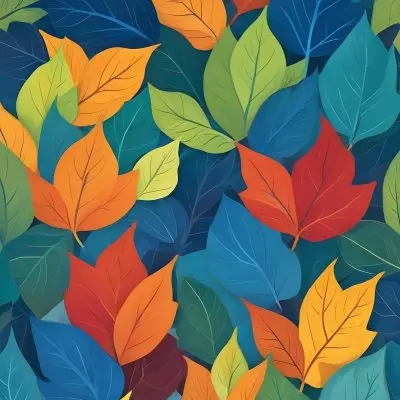 Colorful Abstract Leaves In Various Shades Of Green Yellow Orange Red Blue And Purple Overlapping Each Other 48 4f05