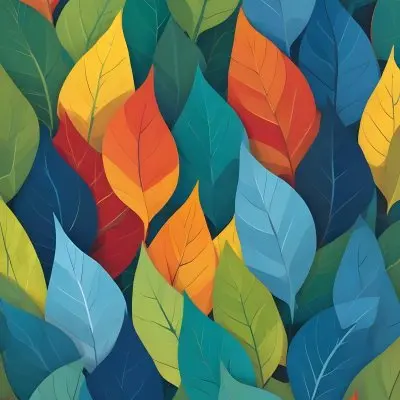 Colorful Abstract Leaves In Various Shades Of Green Yellow Orange Red Blue And Purple Overlapping Each Other 49 E71e