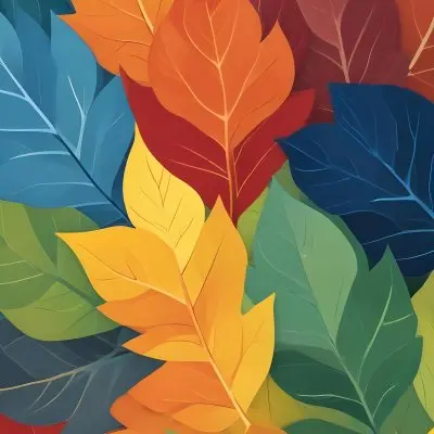Colorful Abstract Leaves In Various Shades Of Green Yellow Orange Red Blue And Purple Overlapping Each Other 87 A20f