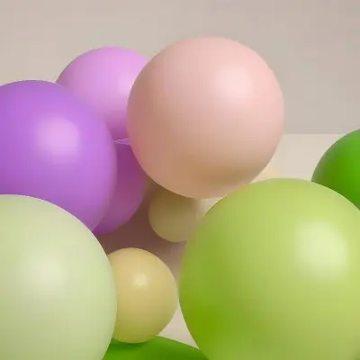 Colorful Balloons In Various Pastel Shades Including Pink Purple And Green 35 9382