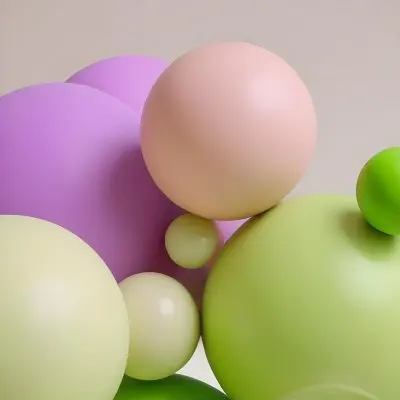 Colorful Balloons In Various Pastel Shades Including Pink Purple And Green 39 010b
