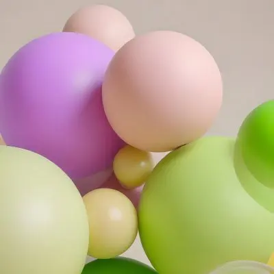 Colorful Balloons In Various Pastel Shades Including Pink Purple And Green 46 3962