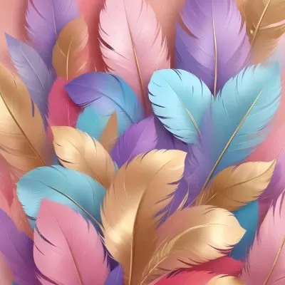 Colorful Feathers In Shades Of Pink Blue And Gold Arranged In A Decorative Pattern 93 2051