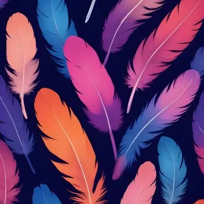 Colorful Feathers In Shades Of Pink Purple Blue And Orange Against A Dark Background 56 5488