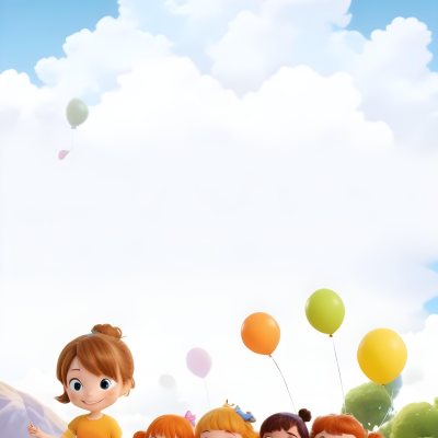Colorful Flat Illustration Classical Animes A Group Of Six Children With Varying Hair Colors Including Brown Standing Together They Are Smiling And Wearing Colorful Clothing A Woman With Blonde Hair In A Bun Is Als 11 Ad74