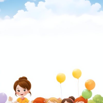Colorful Flat Illustration Classical Animes A Group Of Six Children With Varying Hair Colors Including Brown Standing Together They Are Smiling And Wearing Colorful Clothing A Woman With Blonde Hair In A Bun Is Als 12 D3db