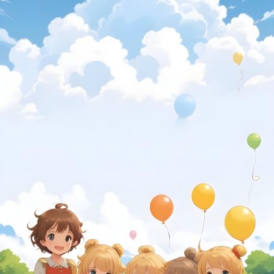 Colorful Flat Illustration Classical Animes A Group Of Six Children With Varying Hair Colors Including Brown Standing Together They Are Smiling And Wearing Colorful Clothing A Woman With Blonde Hair In A Bun Is Als 25 8339