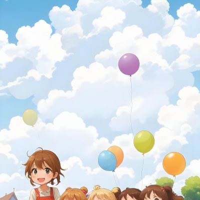 Colorful Flat Illustration Classical Animes A Group Of Six Children With Varying Hair Colors Including Brown Standing Together They Are Smiling And Wearing Colorful Clothing A Woman With Blonde Hair In A Bun Is Als 30 6984