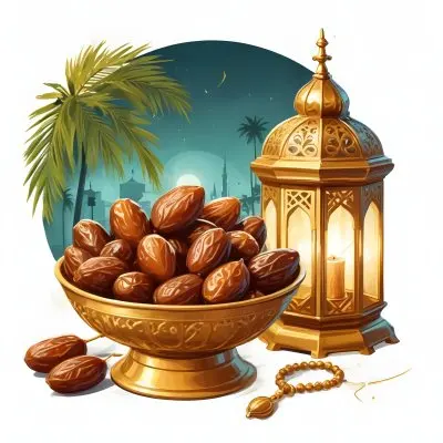 Digital Painting A Golden Bowl Full Of Dates A