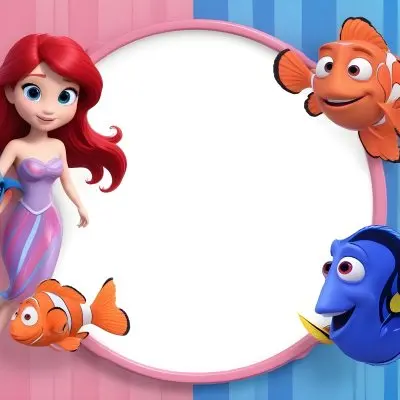 Digital Painting Ariel Flounder Sebastian Nemo And Dory In