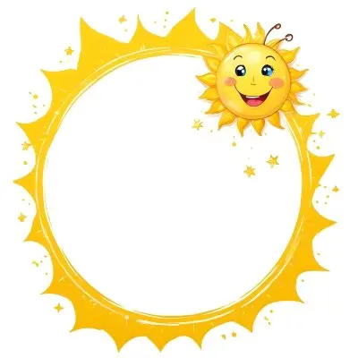 Digital Painting Cartoon Sun With A Happy Face And A Butterfly Yellow Frame With Sun Spikes Yellow Background With Some Glitters Bold And Slim Lines Brush Strokes 32 A0c1