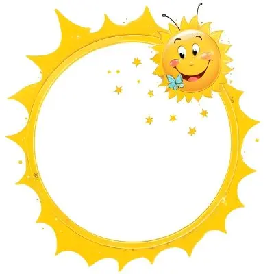 Digital Painting Cartoon Sun With A Happy Face And A Butterfly Yellow Frame With Sun Spikes Yellow Background With Some Glitters Bold And Slim Lines Brush Strokes 8 01cf
