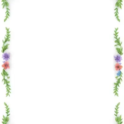 Digital Painting Floral Frame With Colorful Flowers And Green Leaves On A White Background Bold And Slim Lines Brush Strokes 30 29e6