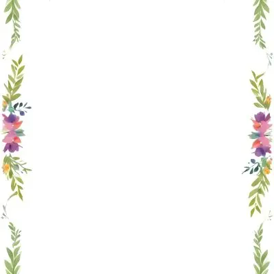 Digital Painting Floral Frame With Colorful Flowers And Green Leaves On A White Background Bold And Slim Lines Brush Strokes 34 Ff02