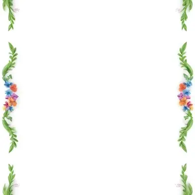 Digital Painting Floral Frame With Colorful Flowers And Green Leaves On A White Background Bold And Slim Lines Brush Strokes 37 B1b4