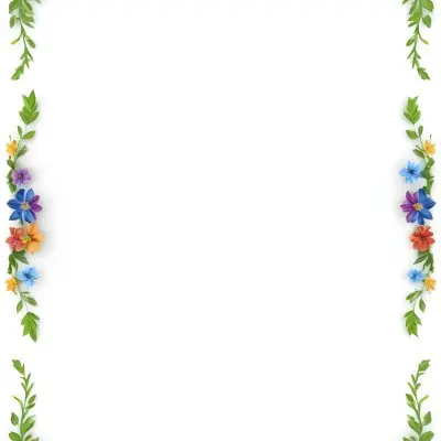 Digital Painting Floral Frame With Colorful Flowers And Green Leaves On A White Background Bold And Slim Lines Brush Strokes 39 Bf11