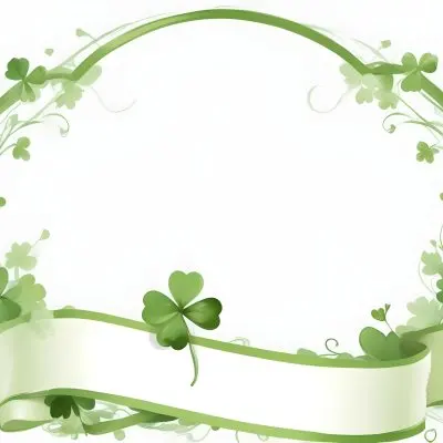 Digital Painting Green Floral Frame With Clover And Ribbon On A White Background Perfect For Invitations Greeting Cards Or Festive Designs Bold And Slim Lines Brush Strokes 19 Dcd2
