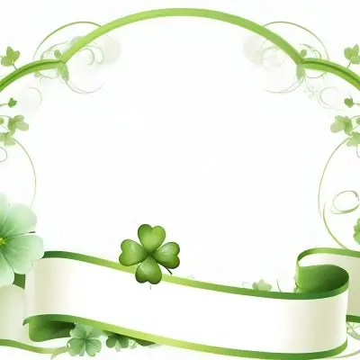 Digital Painting Green Floral Frame With Clover And Ribbon On A White Background Perfect For Invitations Greeting Cards Or Festive Designs Bold And Slim Lines Brush Strokes 2 1443