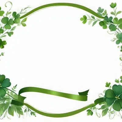 Digital Painting Green Floral Frame With Clover And Ribbon On A White Background Perfect For Invitations Greeting Cards Or Festive Designs Bold And Slim Lines Brush Strokes 22 1273