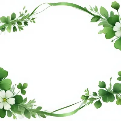 Digital Painting Green Floral Frame With Clover And Ribbon On A White Background Perfect For Invitations Greeting Cards Or Festive Designs Bold And Slim Lines Brush Strokes 29 A50b
