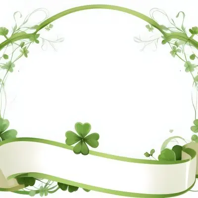 Digital Painting Green Floral Frame With Clover And Ribbon On A White Background Perfect For Invitations Greeting Cards Or Festive Designs Bold And Slim Lines Brush Strokes 4 292b