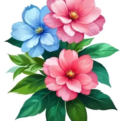 Digital Painting Three Flowers One White And Two Green With Green Leaves Isolated On A White Background Vibrant Colors Detailed Petals Soft Lighting Botanical Illustration Bold And Slim Lines Brush Strokes 37 7ca8