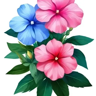 Digital Painting Three Flowers One White And Two Green With Green Leaves Isolated On A White Background Vibrant Colors Detailed Petals Soft Lighting Botanical Illustration Bold And Slim Lines Brush Strokes 44 8ea0