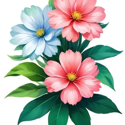 Digital Painting Three Flowers One White And Two Green With Green Leaves Isolated On A White Background Vibrant Colors Detailed Petals Soft Lighting Botanical Illustration Bold And Slim Lines Brush Strokes 57 8fd7