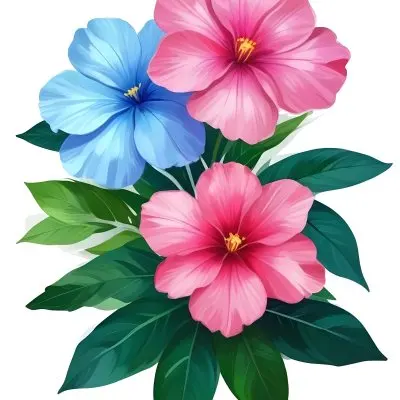 Digital Painting Three Flowers One White And Two Green With Green Leaves Isolated On A White Background Vibrant Colors Detailed Petals Soft Lighting Botanical Illustration Bold And Slim Lines Brush Strokes 66 E78c