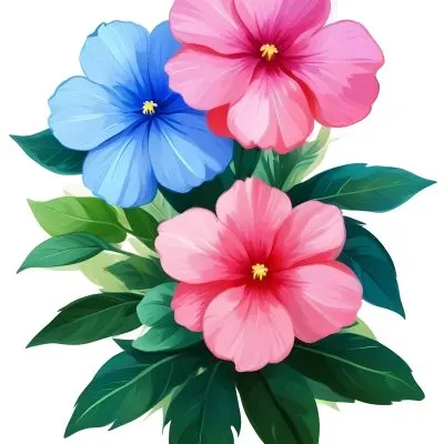Digital Painting Three Flowers One White And Two Green With Green Leaves Isolated On A White Background Vibrant Colors Detailed Petals Soft Lighting Botanical Illustration Bold And Slim Lines Brush Strokes 75 Fd78
