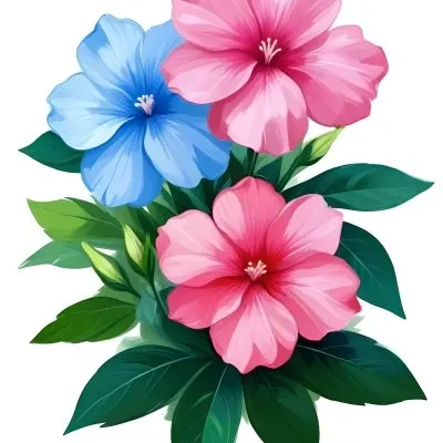 Digital Painting Three Flowers One White And Two Green With Green Leaves Isolated On A White Background Vibrant Colors Detailed Petals Soft Lighting Botanical Illustration Bold And Slim Lines Brush Strokes 86 2f40